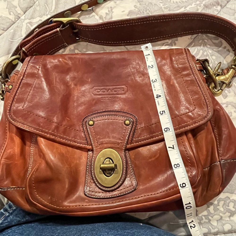 Brown leather coach bag